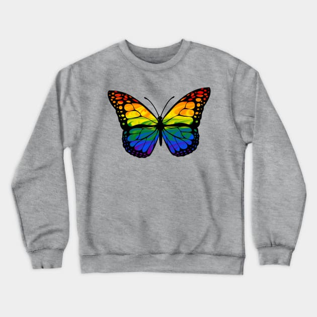 Rainbow Butterfly Crewneck Sweatshirt by TheQueerPotato